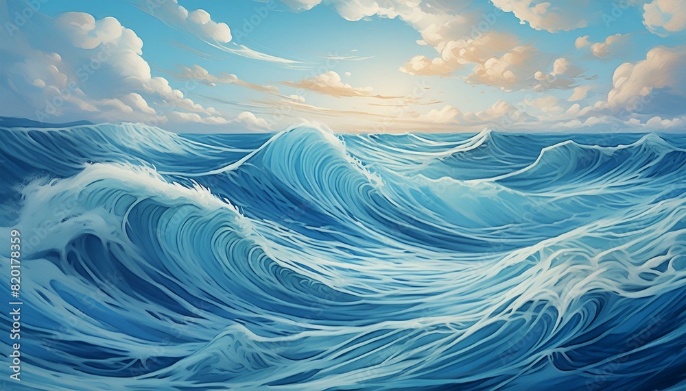 Wall mural full of wind and dynamic waves. the action-packed scene is complemented by a smooth