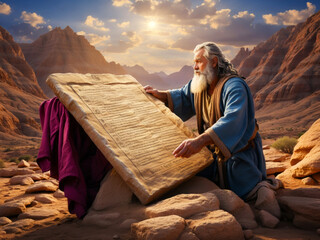 Moses presents the 10 commandments