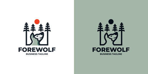 forest wolf logo vector