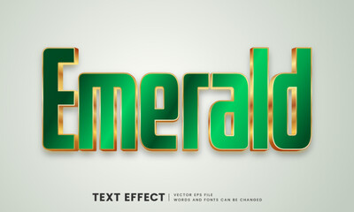 Editable 3d gold emerald text effect. Fancy font style perfect for logotype, title or heading text.