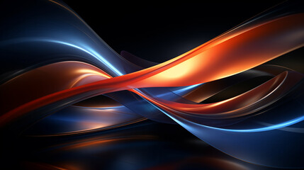 Naklejka premium Orange and blue curved lines on black background