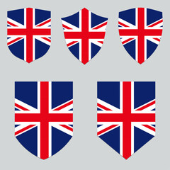 Set of United Kingdom Flag in Shield Shape Frame