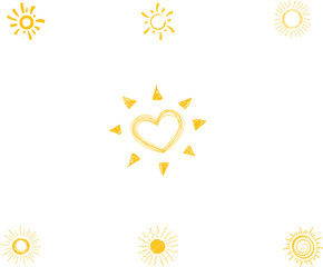 Set of doodle sun.Design elements