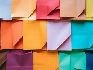 Obraz premium Colorful sheets of paper arranged in a flat lay composition