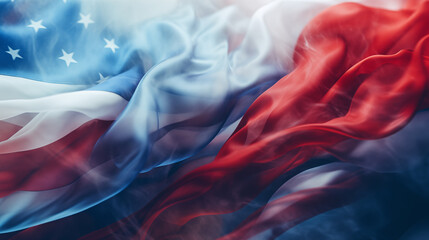 Obraz premium American flag. USA, waving flag. Independence Day in United States of America. Fourth of July. Happy national americans annual holiday. Art illustration. Freedom day. Patriotic poster. Generated AI