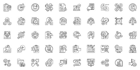 Business Continuity Vector icon set - Outline