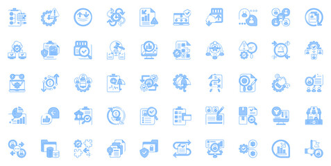 Business Continuity Vector icon set - Blue