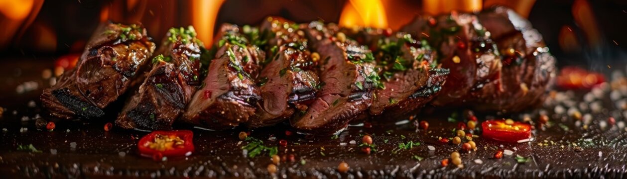 Ox heart, grilled and sliced, served at a Brazilian churrascaria
