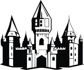 Obraz premium Enchanting Disney Castle -Magical Black Background