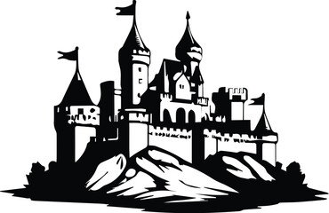 Enchanting Disney Castle -Magical Black Background