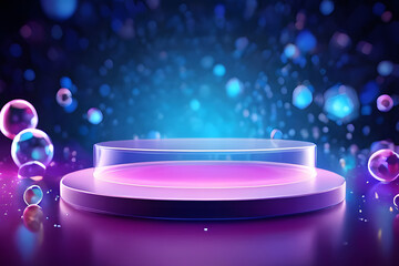Abstract background with round podium and bokeh. illustration.