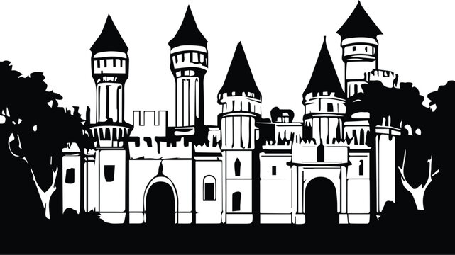 Enchanting Disney Castle -Magical Black Background