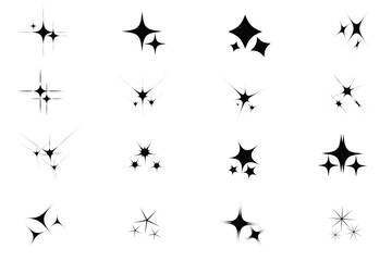 Twinkling stars. Sparkle star icons. Blink glitter and glowing icon.