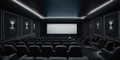 Illustrative photo of a cinema with a white screen