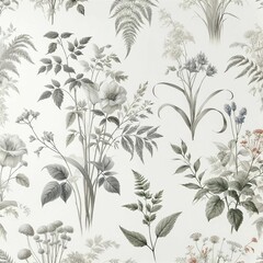 seamless floral pattern on solid white background