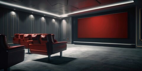 Illustrative photo of a cinema with a white screen