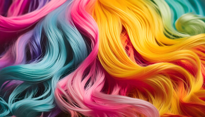 haar, Strähnen, locken, bunt, bunte, neu, close cup, Hintergründe, textur, muster, Friseur, salon, regenbogen, wellen, locke, frisur, wellen, viele, textur, textil, modern, schön, y2k, 90s, 