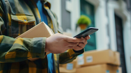 A customer using a mobile app to track their package delivery.