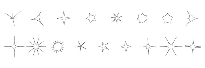 sparkle star icon set. simple star burst symbol. twinkle stars.