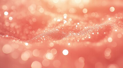  An abstract visualization of peach color , sparkling confetti falling against a soft, out-of-focus background that enhances the feeling of depth and celebration