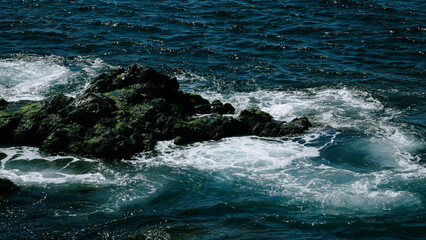 Landscape with blue ocean waves