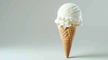 White ice cream cone, plain solid background, commercial photography