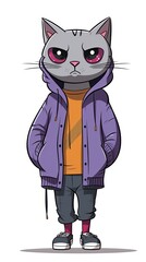 Fashionable stylish cat in fashionable jacket. Theme: Comic Fashion