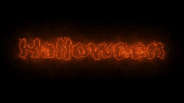 Halloween Text Burning Effect for VFX, 4K video element for editing  