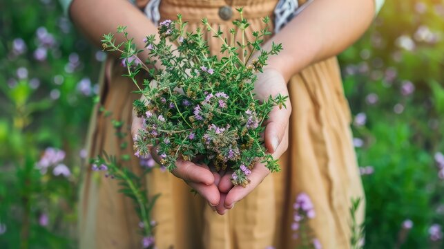 Harvest in the hands of a woman in the garden. Selective focus.