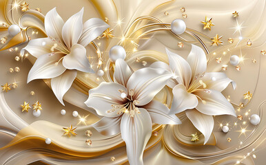 3d flower with silk background