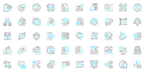 Business Continuity Vector icon set - Blue combination of color lines