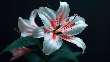 Beautiful flower on a black background. Closeup. Nature.