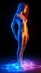 Obraz premium Abstraktion Neon Mädchen. Hintergrund für das Design 2.