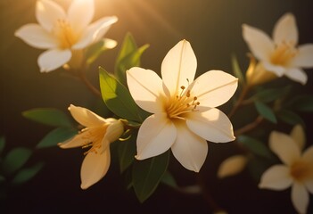 Fototapeta premium Jasmine flower closeup Realistic Light understand with summer season flower concept