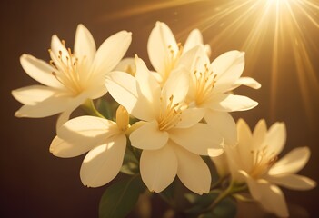 Obraz premium Jasmine flower closeup Realistic Light understand with summer season flower concept