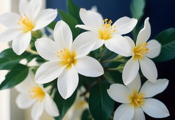 Fototapeta premium Jasmine flower closeup Realistic Light understand with summer season flower concept