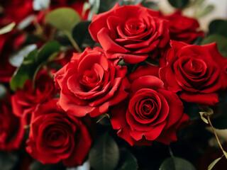 Red roses displayed with text board for romantic messages