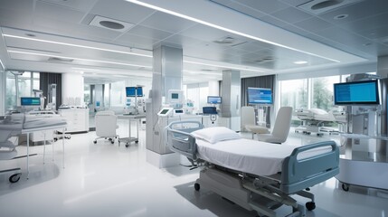 Modern Hospital Intensive Care Unit With Advanced Medical Equipment on a Bright Day