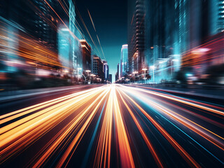 Fototapeta premium Street lights create abstract motion blur effect