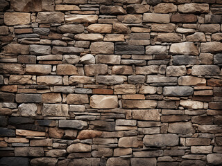 Fototapeta premium Ancient wall displays a rugged composition of stones and bricks