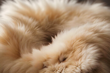 Close-up of soft, fluffy fur in warm tones, perfect for textile design, fashion accessories, and cozy home decor projects.