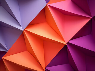 Intriguing geometric composition fashioned from color papers in shades of green and orange