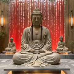 Buddha statue in thai temple, peace and harmony in the sacred site