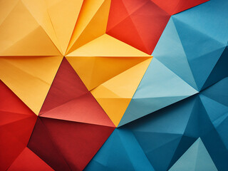 Obraz premium A lively mix of yellow, blue, and red creates a geometric paper pattern