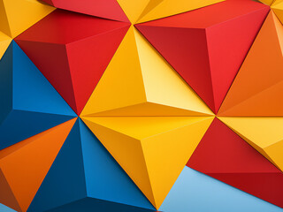 Geometric paper bursts with color, showcasing vibrant yellow, blue, and red