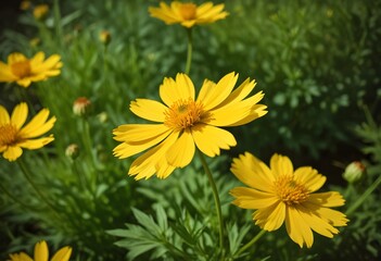 Fototapeta premium Coreopsis flower closeup Realistic Light understand with summer season flower concept