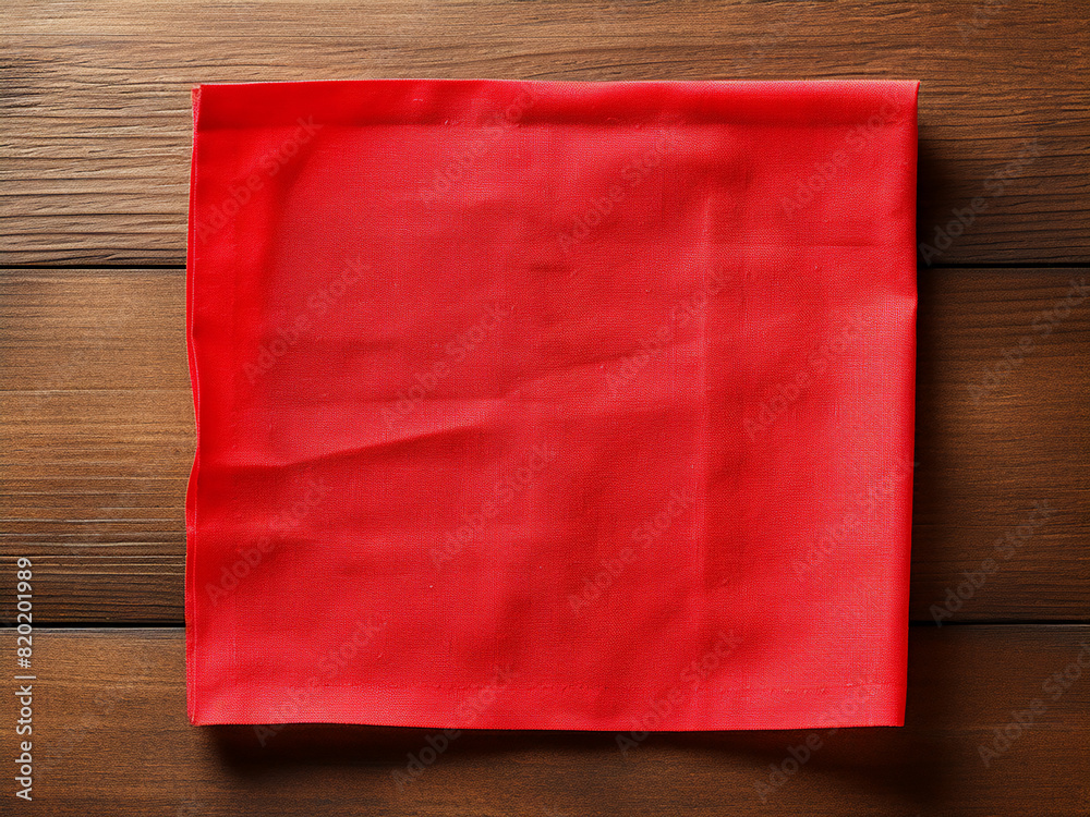 Wall mural red kitchen napkin displayed flat on an isolated table