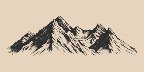 Vintage retro engraving woodcut style sketch draw paint of mountain rock hill peak