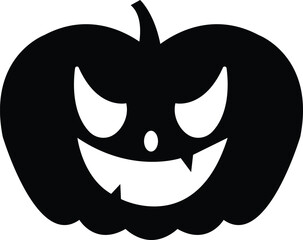 Halloween pumpkins carved face silhouettes icon. Black isolated face patterns on transparent background. Scary and funny face of Halloween pumpkin or ghost. Flat vector