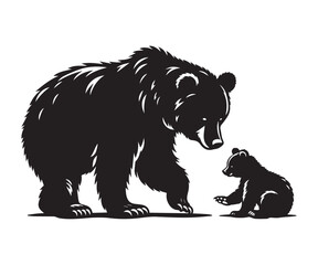 Bear family wild animal silhouettes on the white background. Grizzly bear, polar bear, California bear silhouette, flat vector icon for animal wildlife apps and websites	
